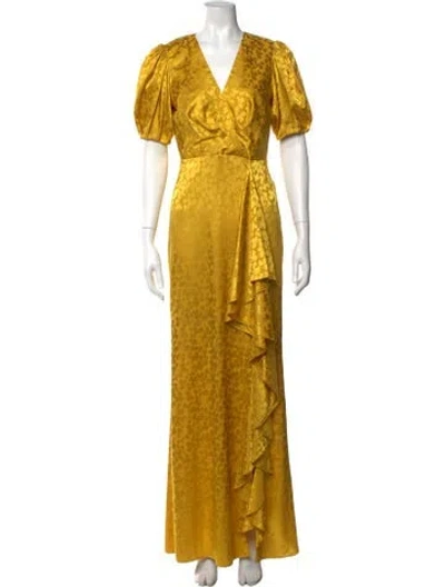 Pre-owned Sachin & Babi Floral Print Long Dress In Yellow