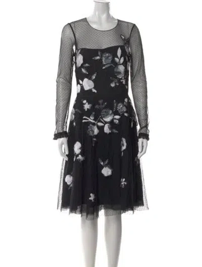 Pre-owned Sachin & Babi Floral Print Midi Length Dress In Black