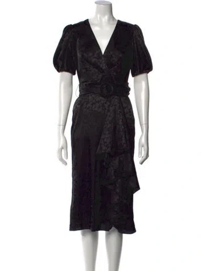 Pre-owned Sachin & Babi Floral Print Midi Length Dress In Black