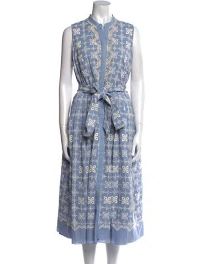 Pre-owned Sachin & Babi Floral Print Midi Length Dress In Blue