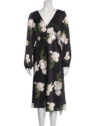 Pre-owned Sachin & Babi Floral Print Midi Length Dress In Blue