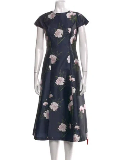 Pre-owned Sachin & Babi Floral Print Midi Length Dress In Blue