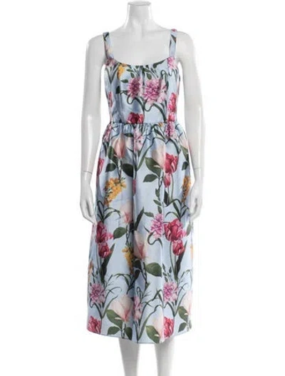 Pre-owned Sachin & Babi Floral Print Midi Length Dress In Blue