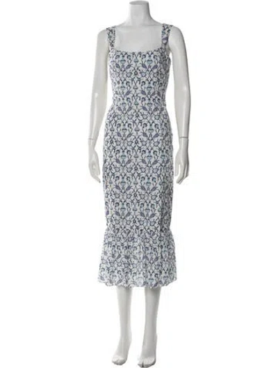 Pre-owned Sachin & Babi Floral Print Midi Length Dress In Blue