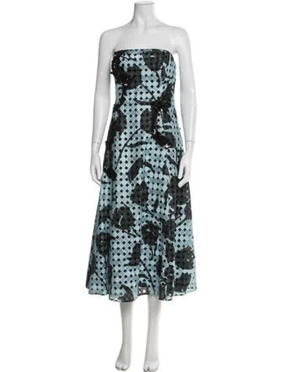 Pre-owned Sachin & Babi Floral Print Midi Length Dress In Blue