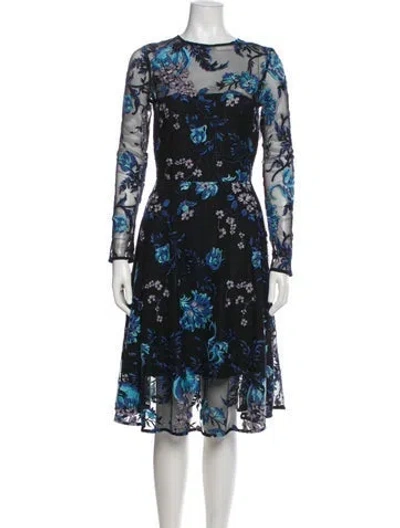 Pre-owned Sachin & Babi Floral Print Midi Length Dress In Blue