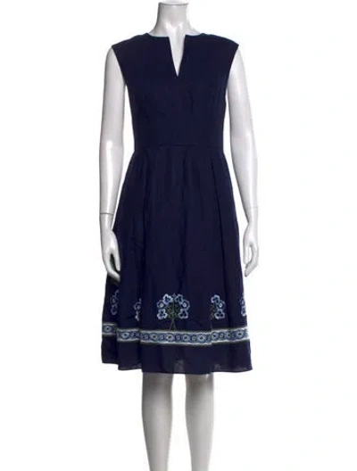 Pre-owned Sachin & Babi Floral Print Midi Length Dress In Blue