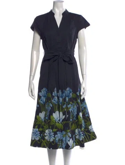 Pre-owned Sachin & Babi Floral Print Midi Length Dress In Blue