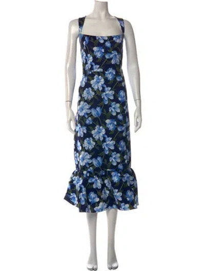 Pre-owned Sachin & Babi Floral Print Midi Length Dress In Blue