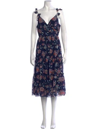 Pre-owned Sachin & Babi Floral Print Midi Length Dress In Blue