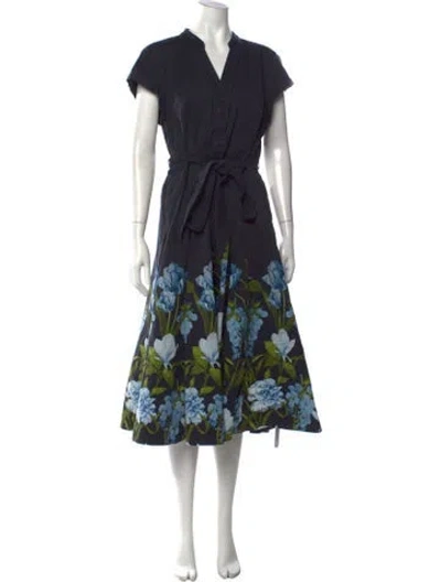 Pre-owned Sachin & Babi Floral Print Midi Length Dress In Blue