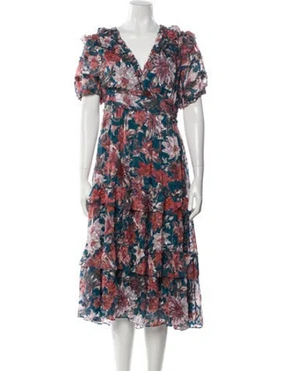 Pre-owned Sachin & Babi Floral Print Midi Length Dress In Multi