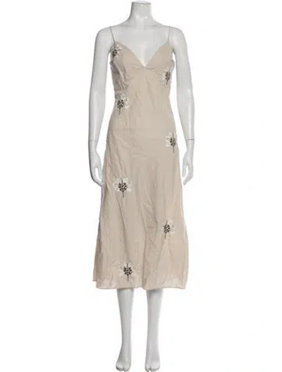 Pre-owned Sachin & Babi Floral Print Midi Length Dress In Neutral