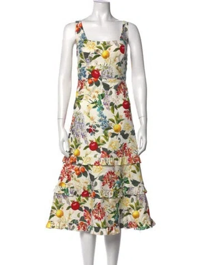 Pre-owned Sachin & Babi Floral Print Midi Length Dress In Neutrals