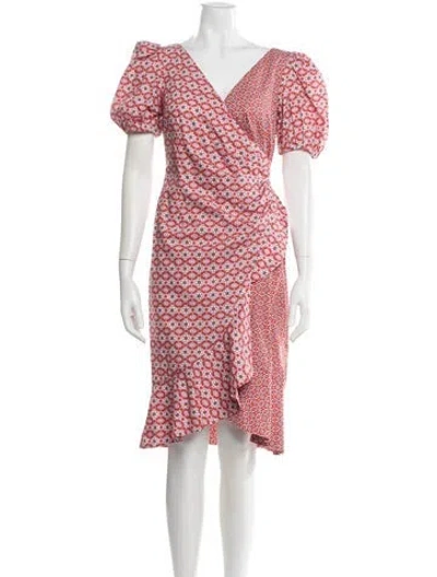 Pre-owned Sachin & Babi Floral Print Midi Length Dress In Orange