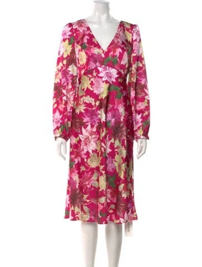 Pre-owned Sachin & Babi Floral Print Midi Length Dress In Pink