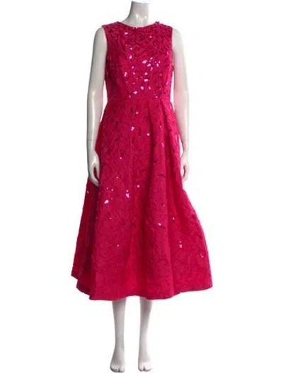 Pre-owned Sachin & Babi Floral Print Midi Length Dress In Pink