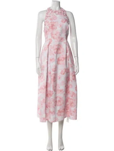 Pre-owned Sachin & Babi Floral Print Midi Length Dress In Pink