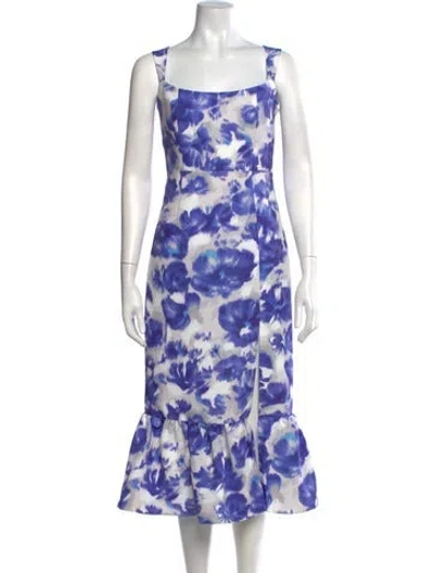 Pre-owned Sachin & Babi Floral Print Midi Length Dress In Purple