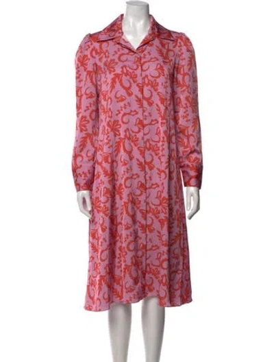 Pre-owned Sachin & Babi Floral Print Midi Length Dress In Purple