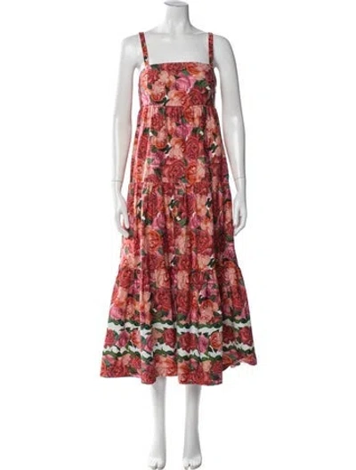 Pre-owned Sachin & Babi Floral Print Midi Length Dress In Red