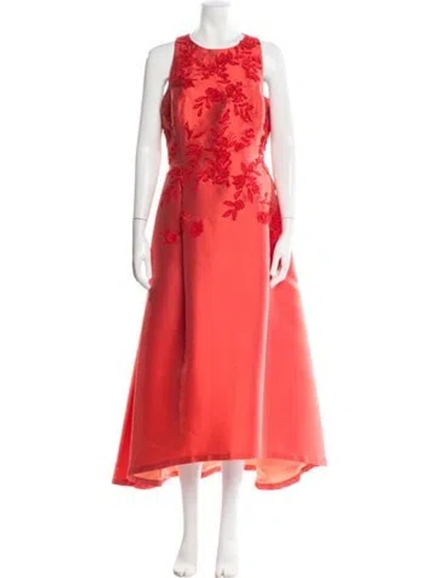 Pre-owned Sachin & Babi Floral Print Midi Length Dress In Red
