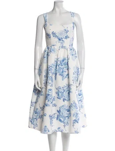 Pre-owned Sachin & Babi Floral Print Midi Length Dress In White