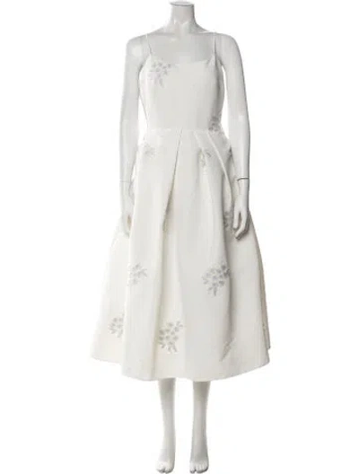 Pre-owned Sachin & Babi Floral Print Midi Length Dress In White
