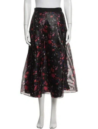 Pre-owned Sachin & Babi Floral Print Midi Length Skirt In Black