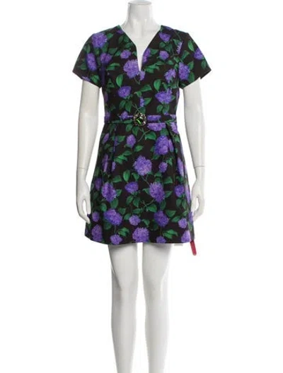 Pre-owned Sachin & Babi Floral Print Mini Dress In Black