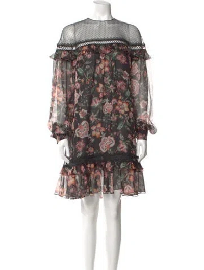 Pre-owned Sachin & Babi Floral Print Mini Dress In Black