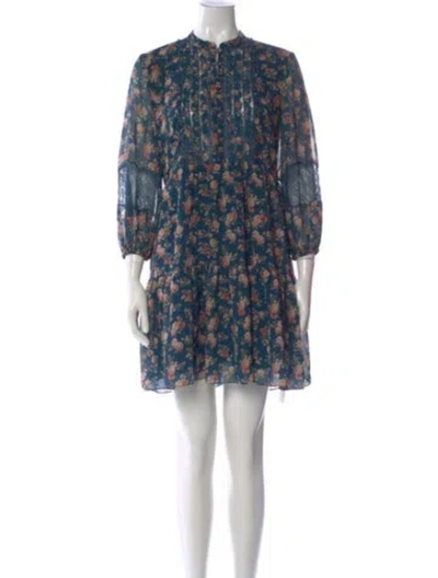 Pre-owned Sachin & Babi Floral Print Mini Dress In Blue