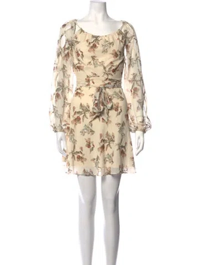 Pre-owned Sachin & Babi Floral Print Mini Dress In Neutrals