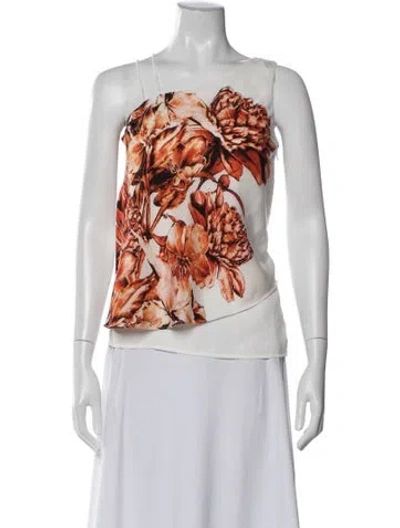 Pre-owned Sachin & Babi Floral Print One-shoulder Top In Orange