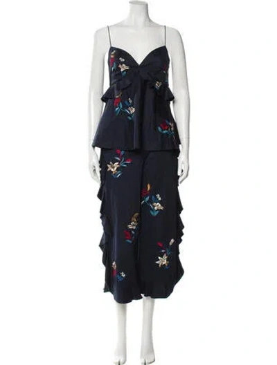 Pre-owned Sachin & Babi Floral Print Pantsuit In Blue