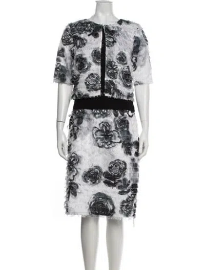 Pre-owned Sachin & Babi Floral Print Skirt Set In White