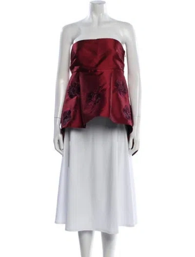 Pre-owned Sachin & Babi Floral Print Strapless Top In Red