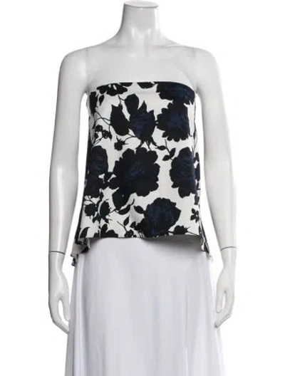 Pre-owned Sachin & Babi Floral Print Strapless Top In White