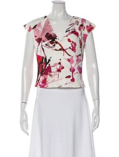 Pre-owned Sachin & Babi Floral Print V-neck Top In Multi
