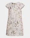 Sachin & Babi Galina Metallic Floral Jacquard Mini Shift Dress In White