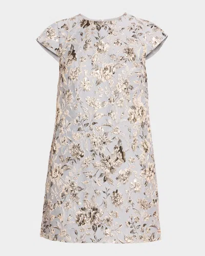 Sachin & Babi Galina Metallic Floral Jacquard Mini Shift Dress In White