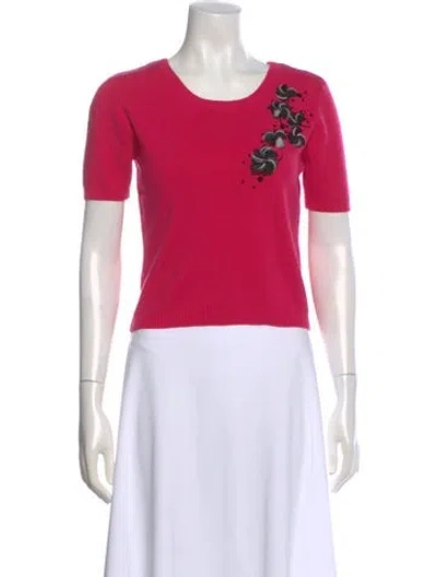 Pre-owned Sachin & Babi Graphic Print Scoop Neck Sweater In Pink