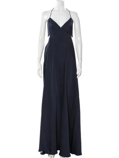 Pre-owned Sachin & Babi Halterneck Long Dress In Blue