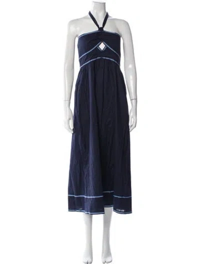 Pre-owned Sachin & Babi Halterneck Midi Length Dress In Blue