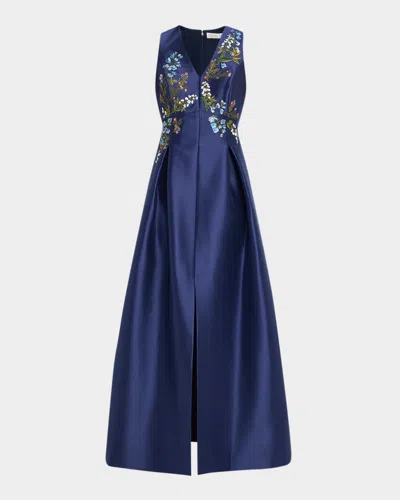 Sachin & Babi Hanna Brocade Midi Dress In Blue