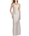 Sachin & Babi Irina Embellished Illusion Neckline Stretch Mikado Gown In Frosty Pewter In White