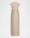 Sachin & Babi Isla Sequin Tweed & Mikado Column Gown In Nude