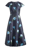 Sachin & Babi Jackie Print Flare Midi Dress In Blue