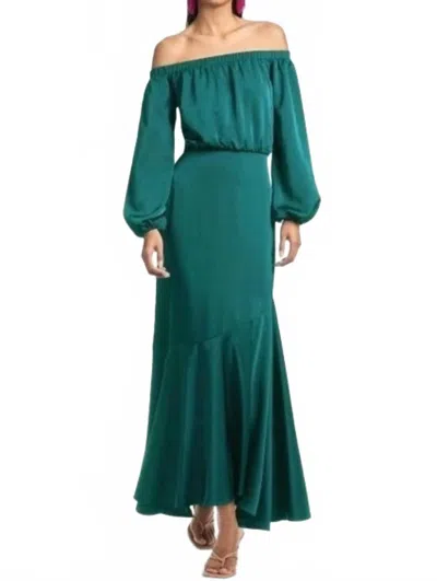 Sachin & Babi Kai Satin Crepe Off Shoulder Dress In Dragonfly In Metallic