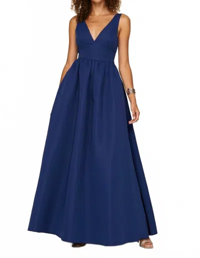 Sachin & Babi Katrina V Neck Gown In Midnight In Blue